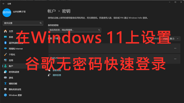 [技巧] 在Windows 11上设置无密码、免二次验证快速登录谷歌(Passkey)